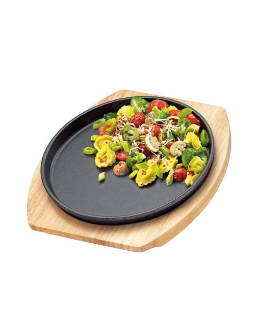 Tava rotunda din fonta cu suport din lemn, 26 cm, BBQ - KUCHENPROFI - Image 1