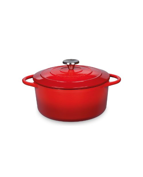 Oala rotunda din fonta, cu capac, rosu, 24 cm, Provence - KUCHENPROFI