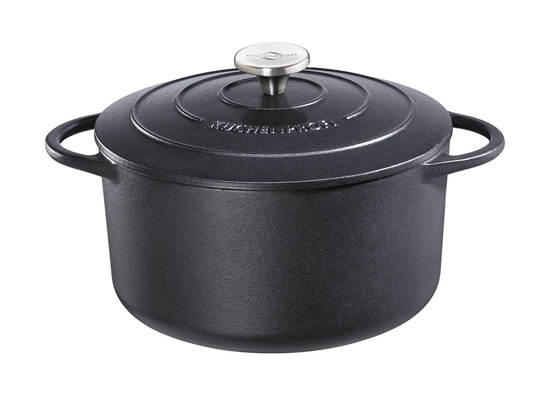 Oala din fonta, cu capac, 22 cm, 3 litri, negru, colectia Provence - KUCHENPROFI
