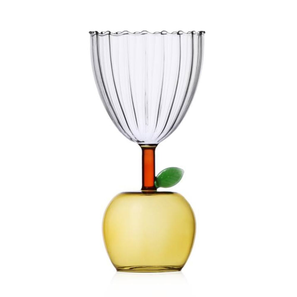 Pahar pentru vin, cu picior mar, Yellow, Fruits and Flower - designer Alessandra Baldereschi - ICHENDORF