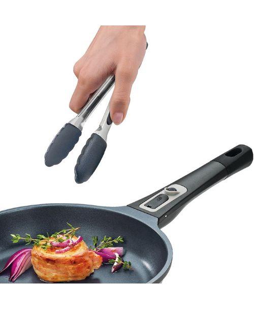 Cleste mini din otel inoxidabil si silicon, 21 cm rosu/negru - KUCHENPROFI - Image 2