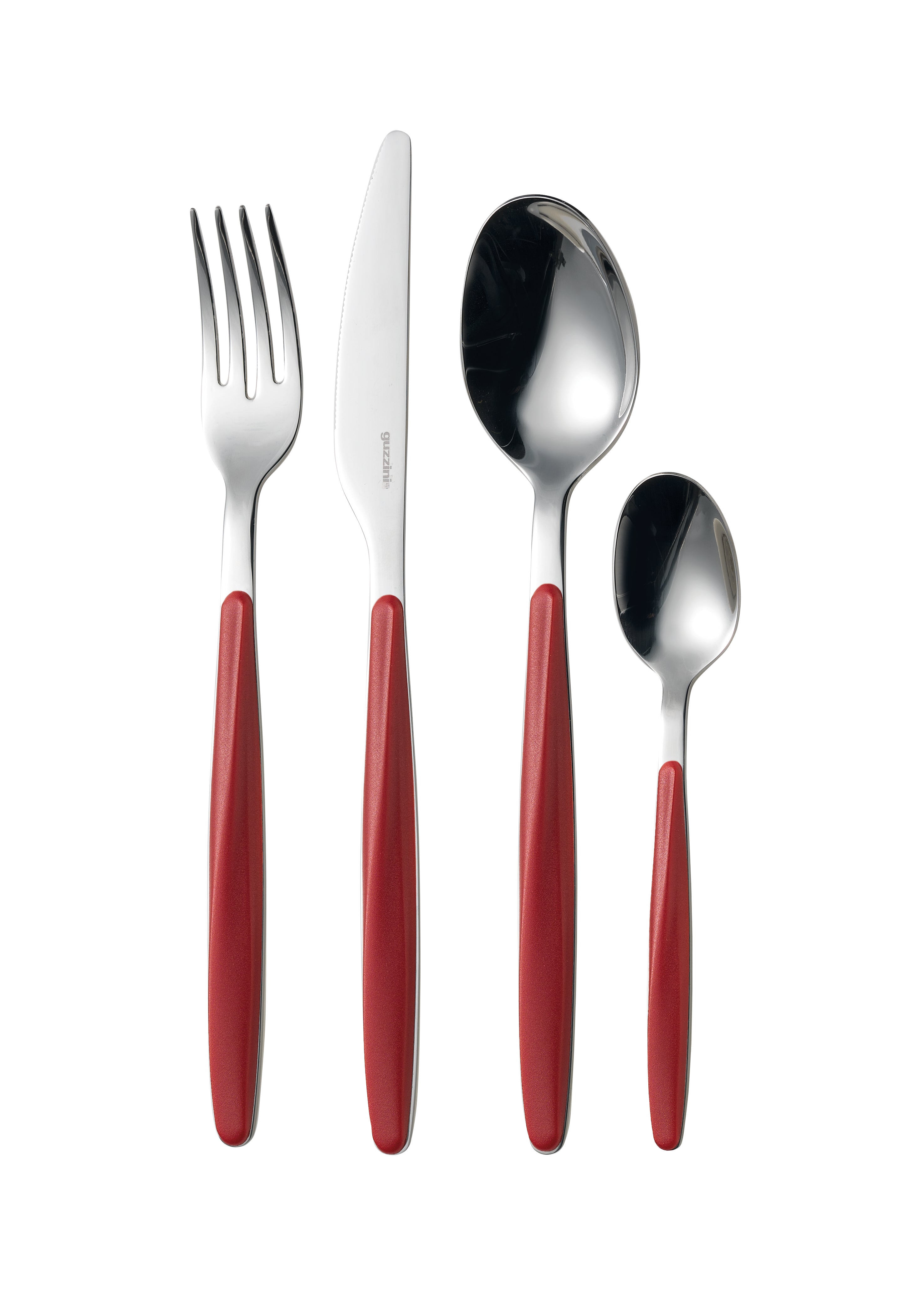 Set de 24 tacamuri din inox si acril rosu, colectia My Fusion - GUZZINI