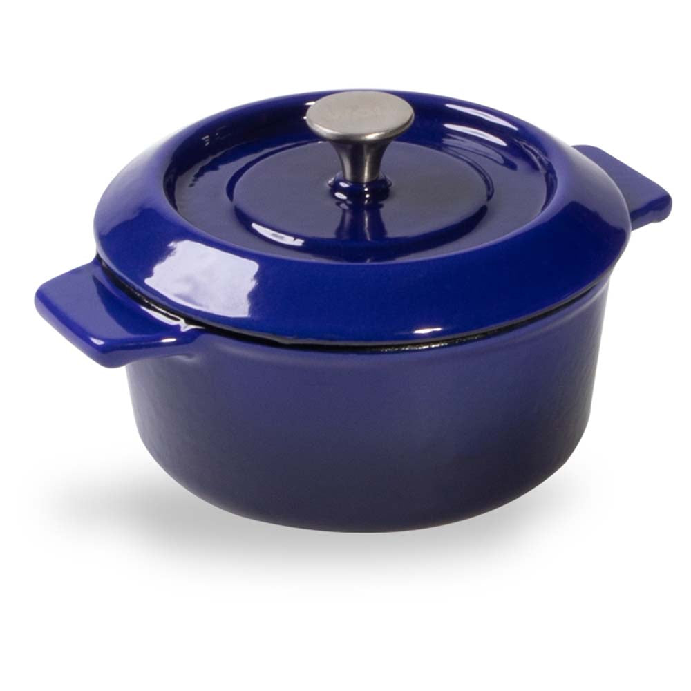 Set de 2 mini-cratite din fonta, cu capac, albastre, 10 cm, Iron - Woll - Image 3