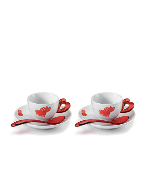 Set 2 cesti cu farfurioare si lingurite pentru cafea, colectia Love - GUZZINI