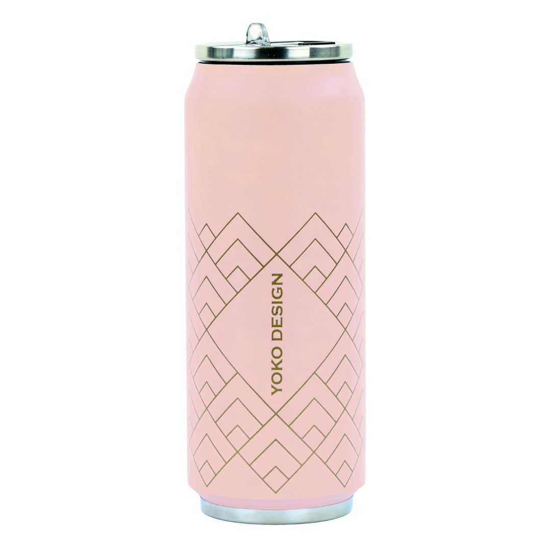 Cutie izoterma cu pai, 500 ml, model Art Deco Rose - YOKO DESIGN