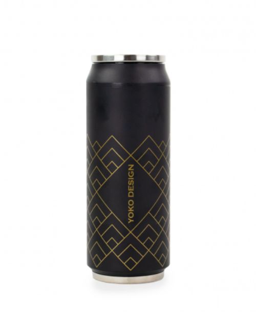 Cutie izoterma cu pai, 500 ml, Art Deco Black - YOKO DESIGN
