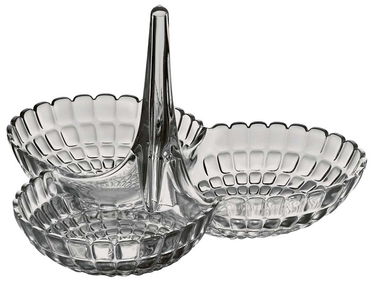 Suport cu 3 boluri pentru gustari, gri, colectia Tiffany - GUZZINI