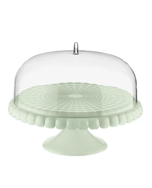 Platou cu picior si dom, verde, colectia Tiffany - GUZZINI