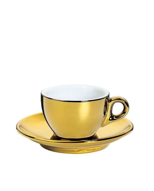 Ceasca si farfurie de espresso, auriu, 50 ml, colectia Roma - CILIO