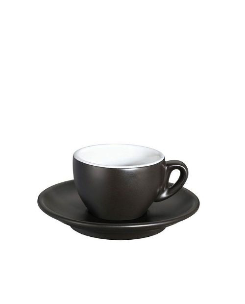 Ceasca si farfurie de espresso, negru mat, 50 ml, colectia Roma - CILIO
