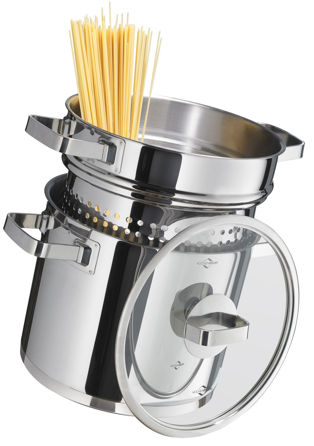 Oala din inox pentru paste, cu capac, 23 cm, 6 litri, colectia San Remo - KUCHENPROFI - Image 2