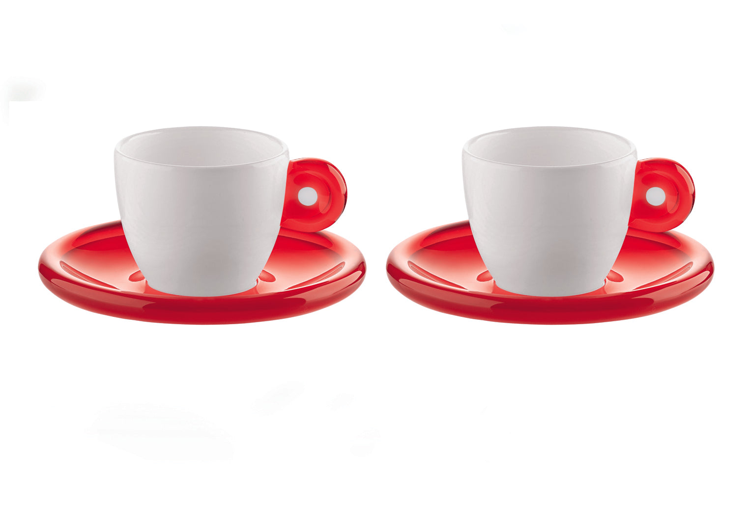 Set 2 cesti cu 2 farfurioare pentru espresso, 50 ml, rosu, colectia Gocce - GUZZINI