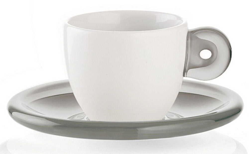 Set 6 cesti cu farfurioare pentru espresso, 50 ml, gri, colectia Gocce - GUZZINI