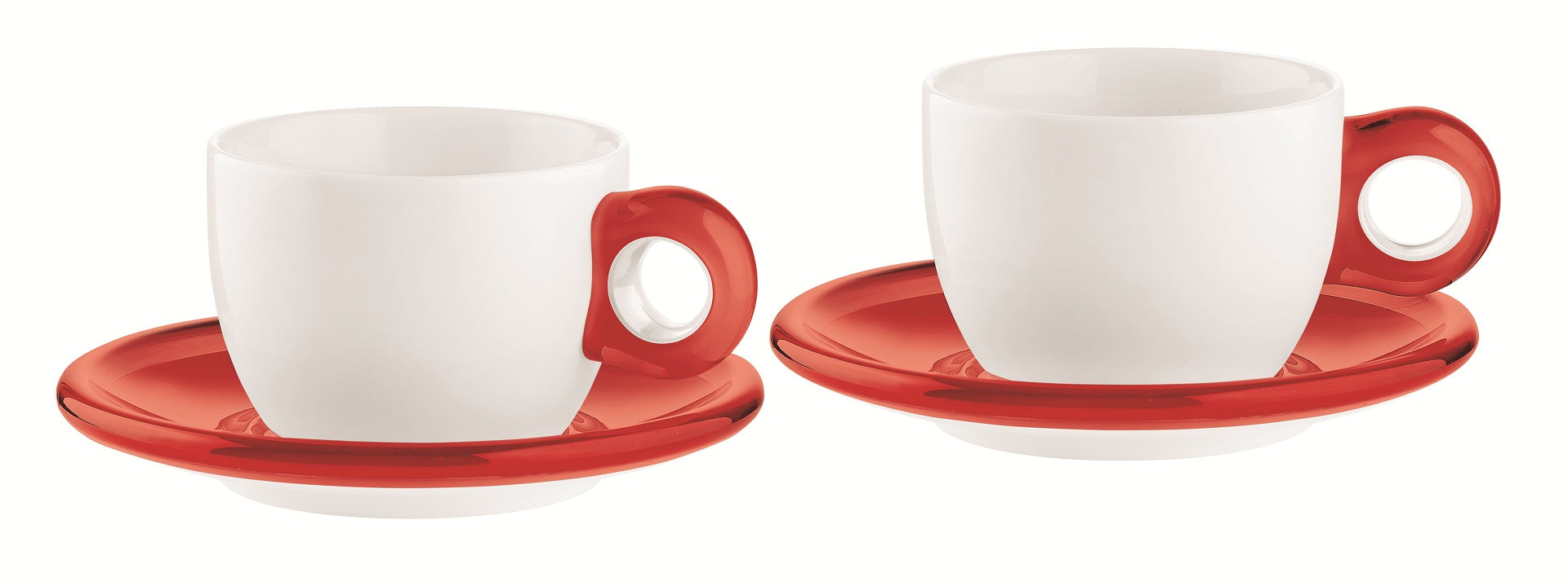 Set 2 cesti cu farfurioare pentru cappuccino, 300 ml, rosu, colectia Gocce - GUZZINI
