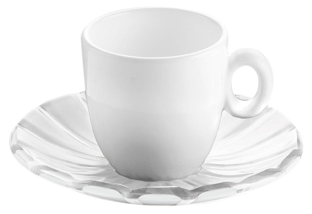 Set 2 cesti cu farfurioare pentru espresso, 50 ml, transparent, colectia Grace - GUZZINI