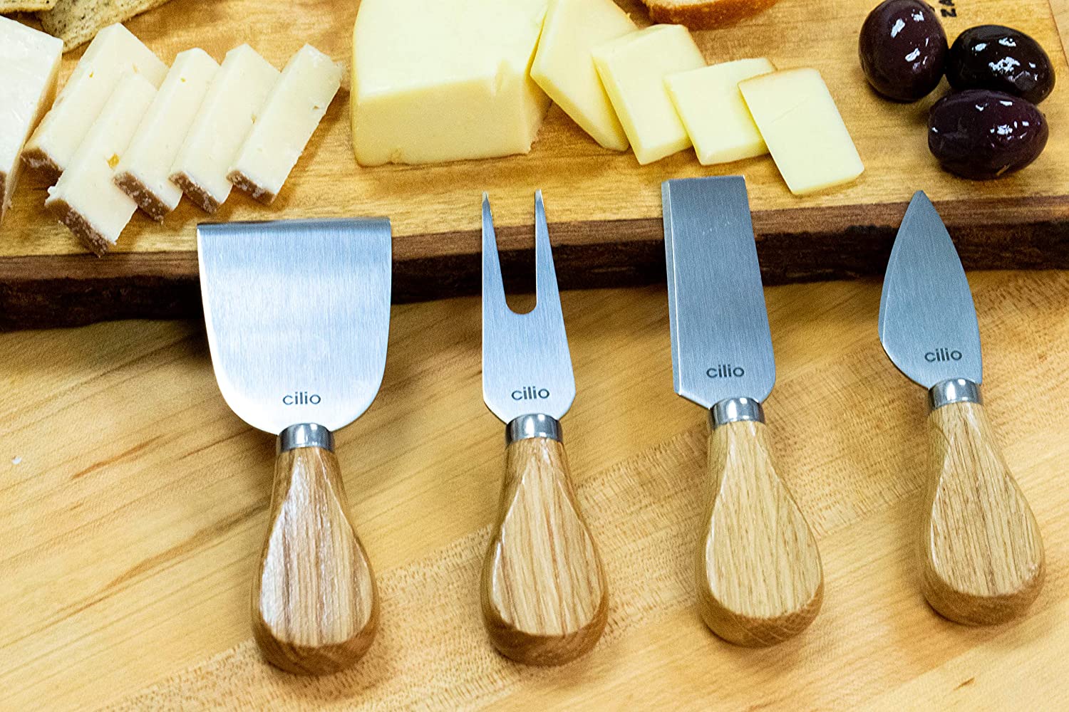 Set de 4 cutite pentru branza, inox si lemn de artar - CILIO - Image 5
