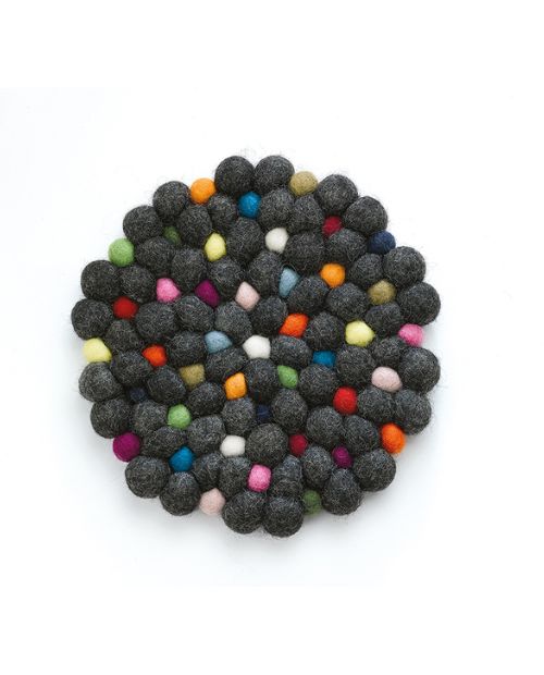 Suport rotund din lana, negru, 21 cm, Lana - CILIO