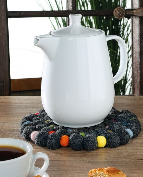 Suport rotund din lana, negru, 21 cm, Lana - CILIO - Image 1