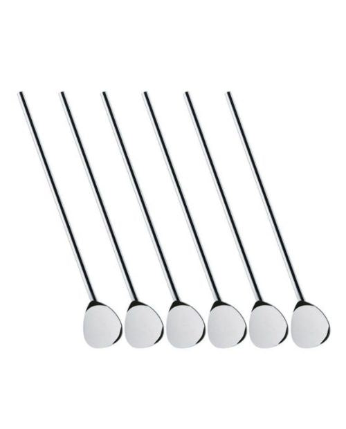 Set 6 lingurite cu pai pentru cocktailuri, otel inoxidabil, argintiu, 20 cm - CILIO