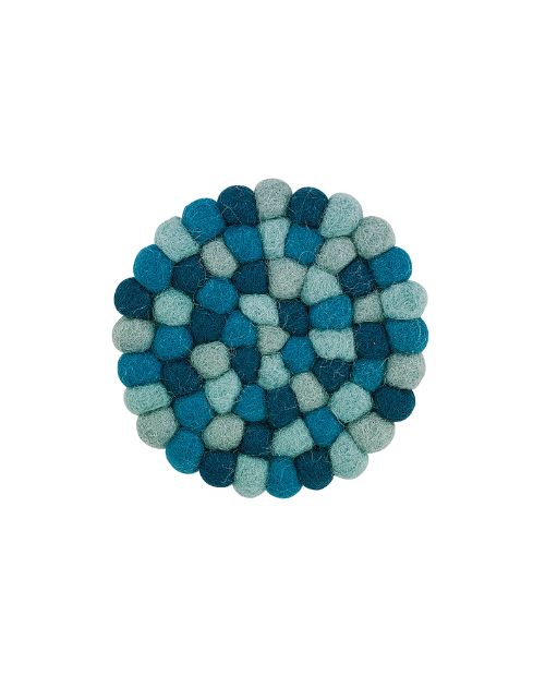 Suport rotund din lana, albastru, 10 cm, Lana - CILIO
