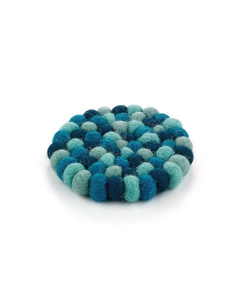 Suport rotund din lana, albastru, 10 cm, Lana - CILIO - Image 2