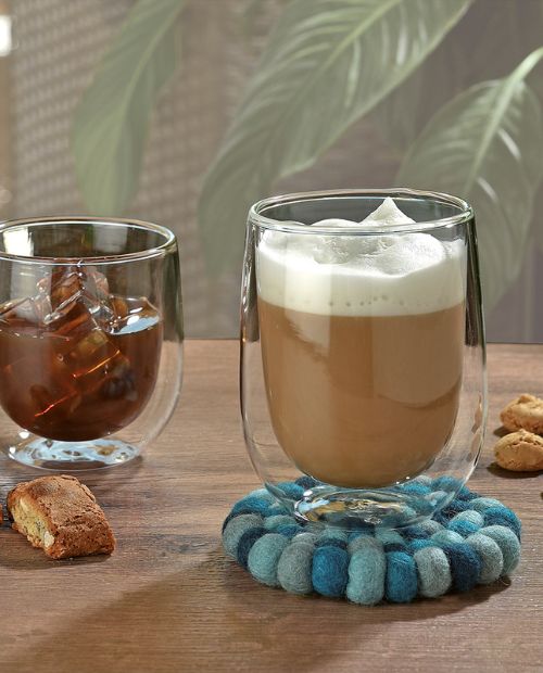 Suport rotund din lana, albastru, 10 cm, Lana - CILIO - Image 1