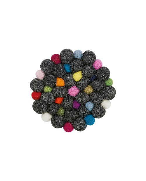 Suport rotund din lana, negru, 10 cm, Lana - CILIO