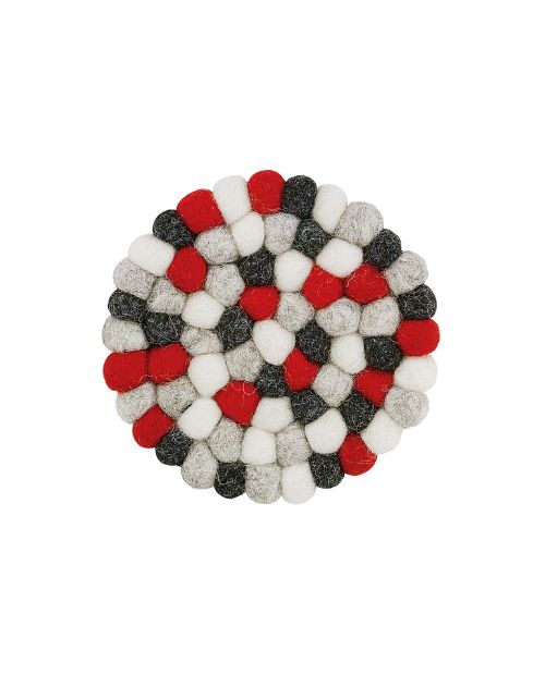 Suport rotund din lana, rosu, 10 cm, Lana - CILIO