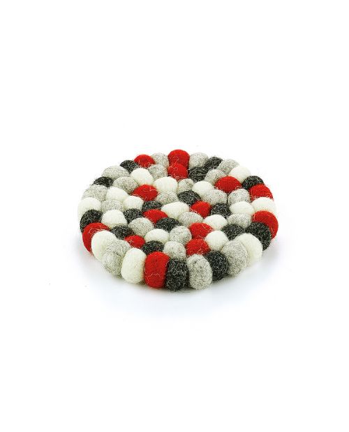 Suport rotund din lana, rosu, 10 cm, Lana - CILIO - Image 2