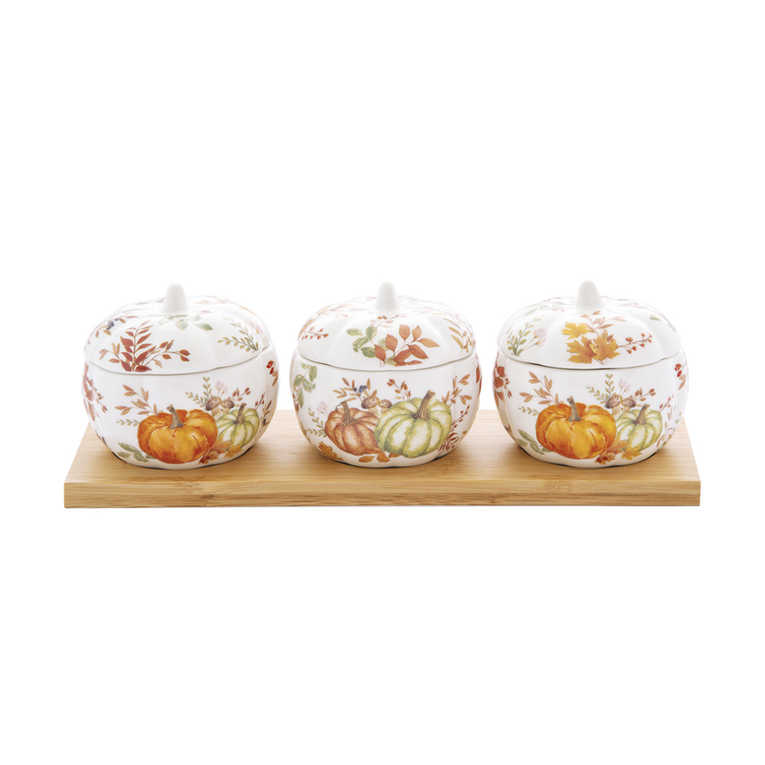 Set 3 boluri cu capac si suport, Harvest - Cookshop Specials