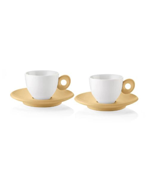 Set 2 cesti cu 2 farfurioare pentru espresso, 50 ml, galben, Everyday - GUZZINI