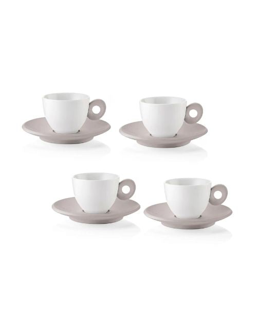 Set 4 cesti cu 4 farfurioare pentru espresso, 50 ml, gri, Everyday - GUZZINI