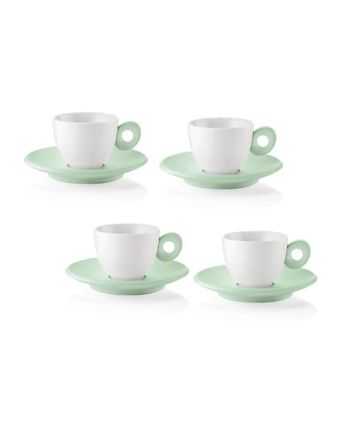 Set 4 cesti cu 4 farfurioare pentru espresso, 50 ml, verde, Everyday - GUZZINI
