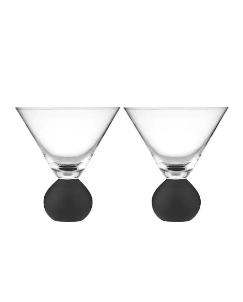 Set 2 pahare pentru martini, sticla cristalina, Astrid Matte Black - SIMONA'S COOKSHOP