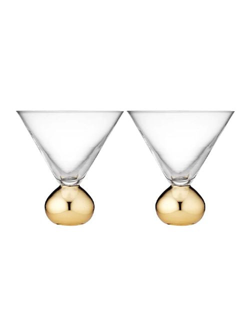 Set 2 pahare pentru martini, sticla cristalina, Astrid Gold - SIMONA'S COOKSHOP