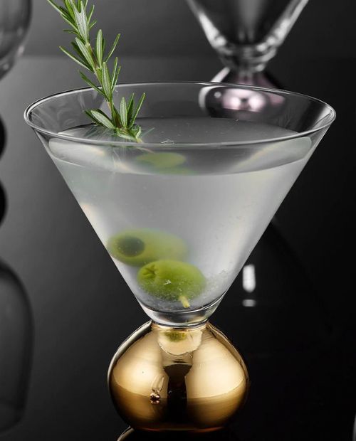 Set 2 pahare pentru martini, sticla cristalina, Astrid Gold - SIMONA'S COOKSHOP - Image 1