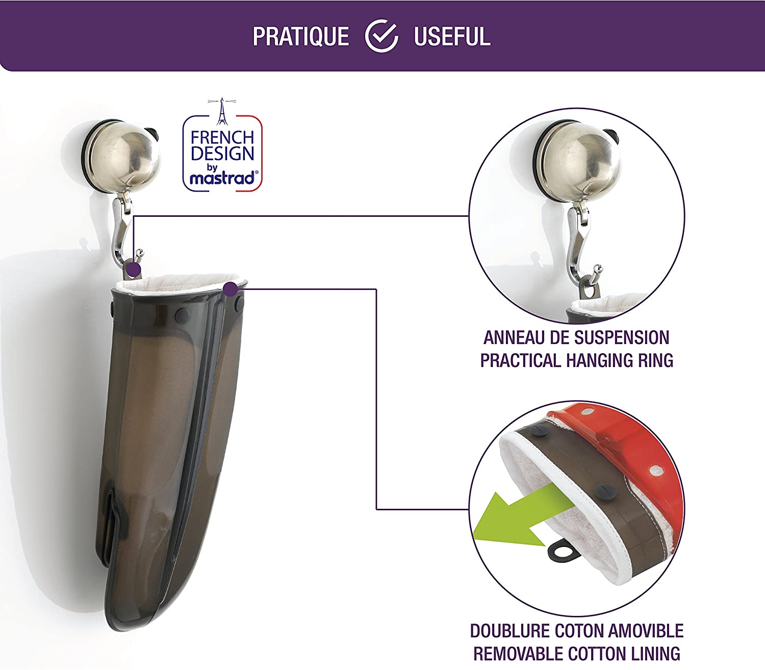 Manusa din silicon si bumbac, model premiat Orka Plus, negru - MASTRAD - Image 4