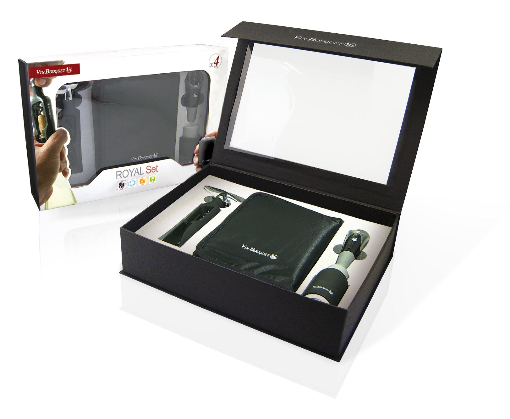 Set Royal: tirbuson, capac, antipicurator si punga de racire - VIN BOUQUET