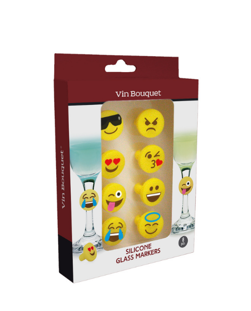 Set 8 markere cu emoticoane pentru pahar - VIN BOUQUET - Image 3