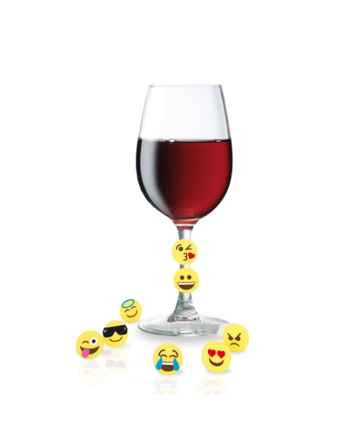 Set 8 markere cu emoticoane pentru pahar - VIN BOUQUET