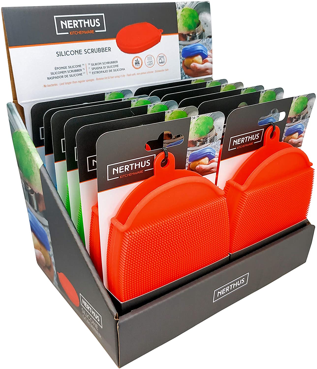 Burete vase din silicon tip manusa cu fata dubla, multicolor - NERTHUS - Image 7