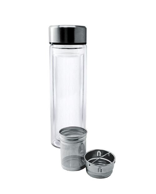 Sticla cu pereti dubli, cu infuzor si husa, gri, Nerthus - VIN BOUQUET - Image 3