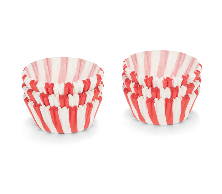 Set 200 hartii de copt pentru briose, 5 cm, dungi alb si rosu - PATISSE