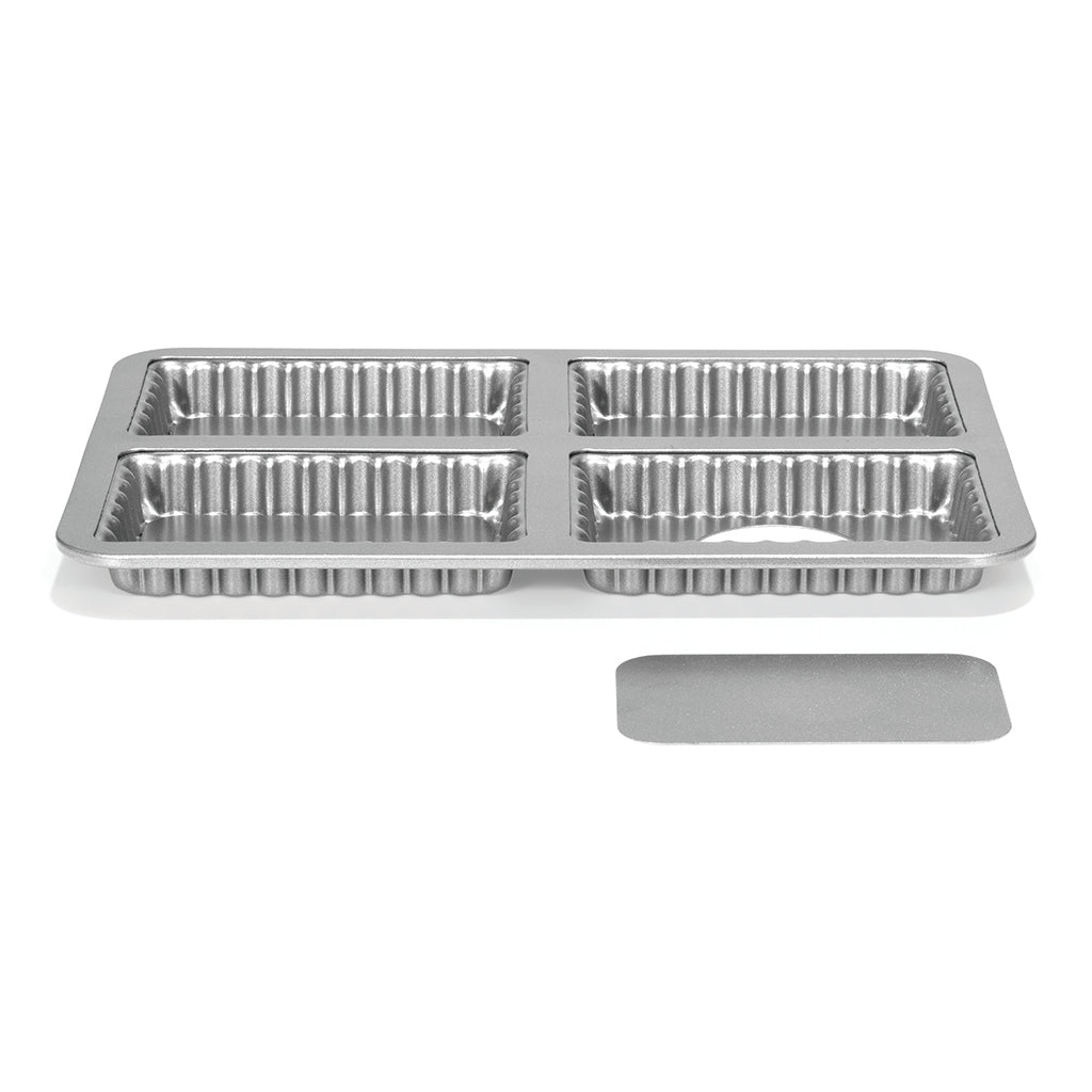 Forma pentru mini quiche, 4 cupe, baza detasabila, otel, 13cm, colectia SilverTop - PATISSE
