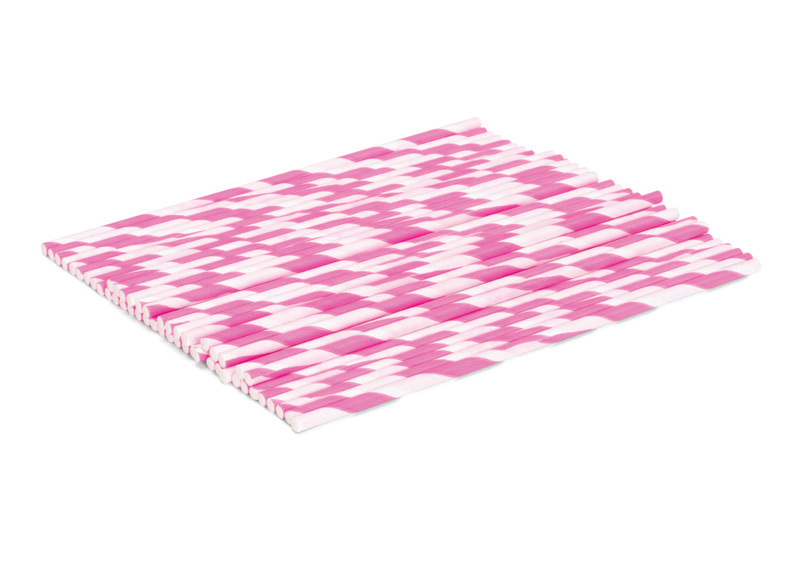 Set 48 de bete pentru cake pops, 15 cm, hartie, alb si roz - PATISSE