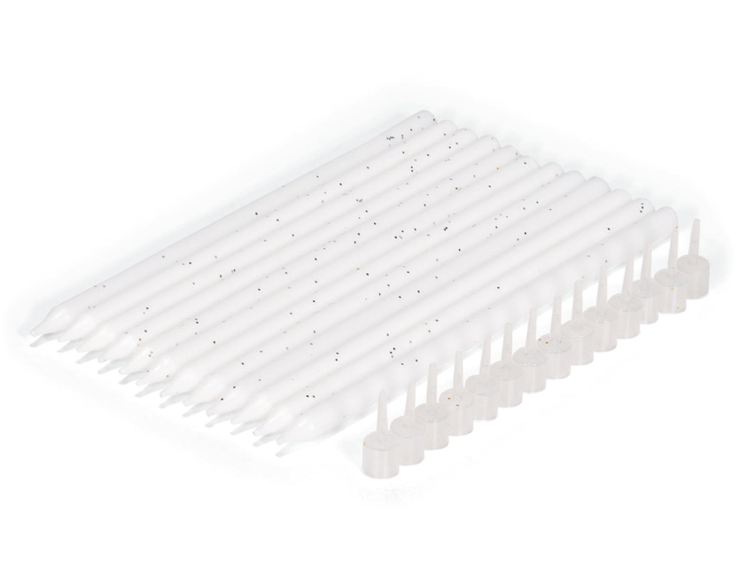 12 lumanari pentru tort. albe. 14 cm - PATISSE