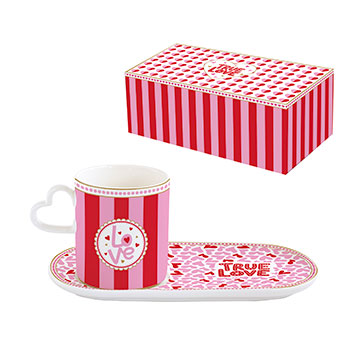 Set cana si farfurie din portelan, Heart - COOKSHOP SPECIALS
