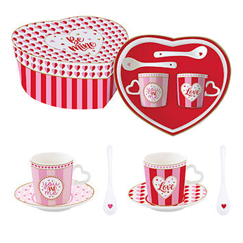 Set 2 cani pentru espresso cu lingurita, Heart - COOKSHOP SPECIALS