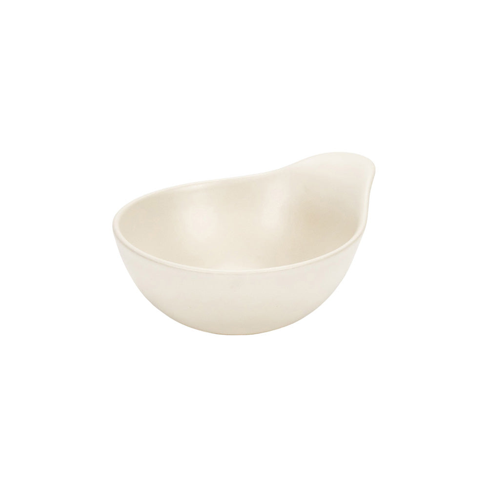 Bol ceramic cu maner, 14x11 cm, Mira White - VILLACER