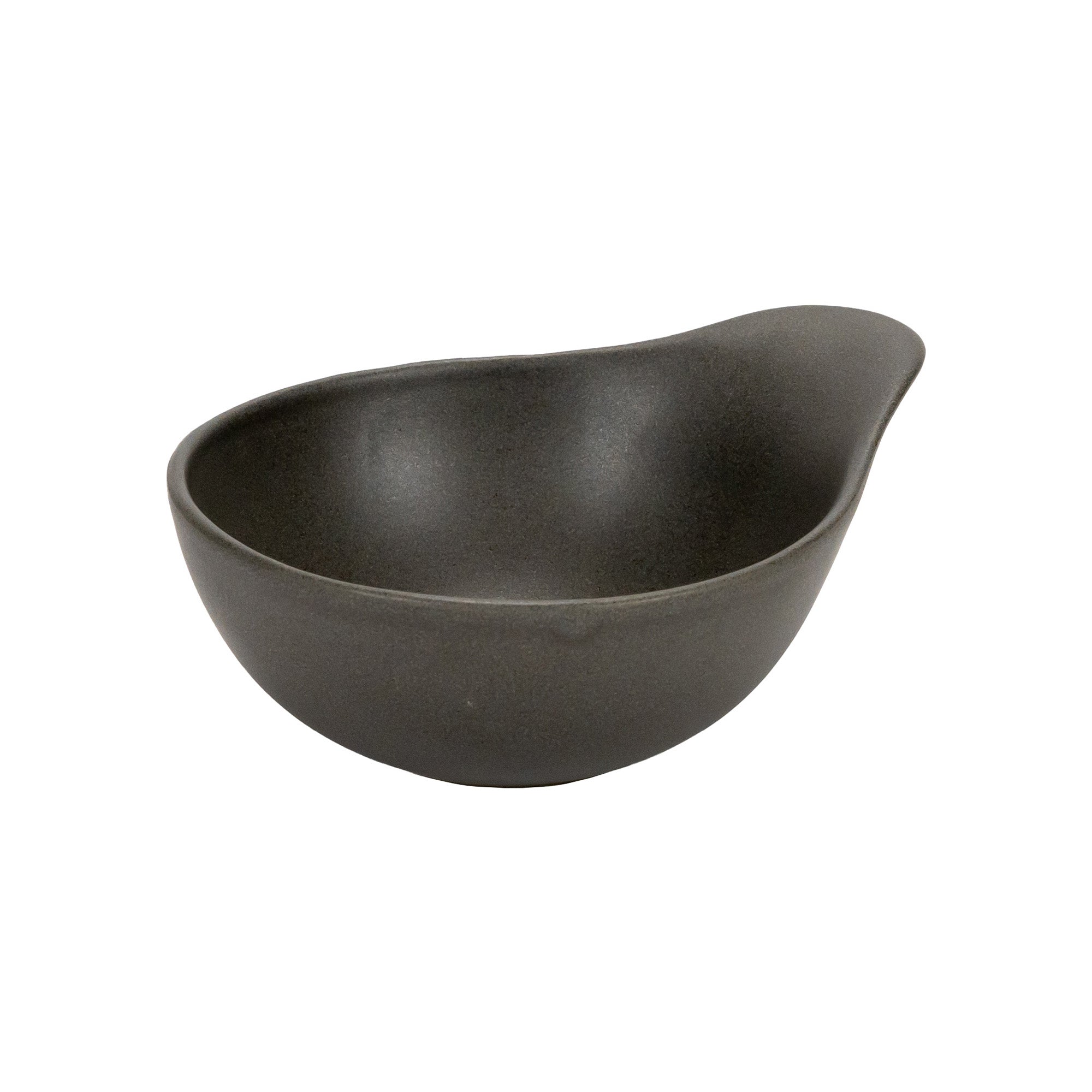 Bol ceramic cu maner, 17x13 cm, Mira Dark Grey - VILLACER